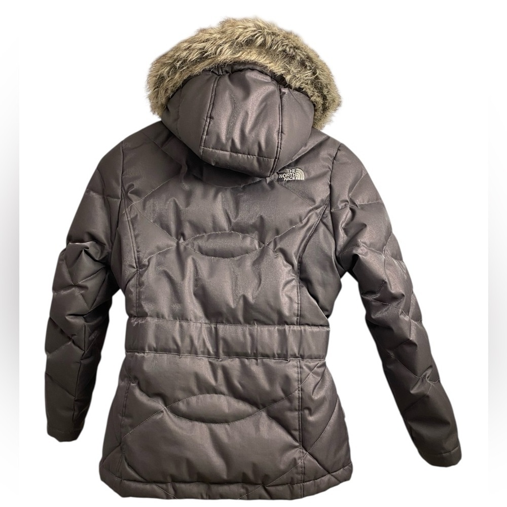 The North Face Grey Down Jacket with Faux Fur Trim - Picture 2 of 14